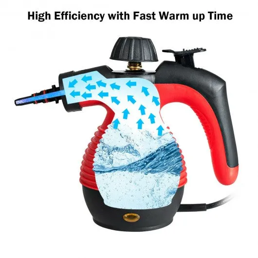 1050 W Multifunction Portable Steamer Household Steam Cleaner w/Attachments-Red