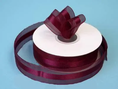 25 Yards 7/8" DIY Eggplant Organza Satin Center Ribbon For Craft Dress Wedding