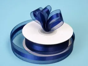 25 Yards 7/8" DIY Navy Blue Organza Satin Center Ribbon For Craft Dress Wedding