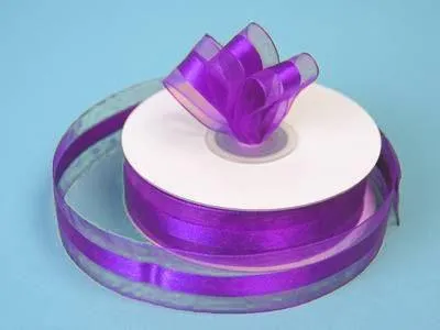 25 Yards 7/8" DIY Purple Organza Satin Center Ribbon For Craft Dress Wedding