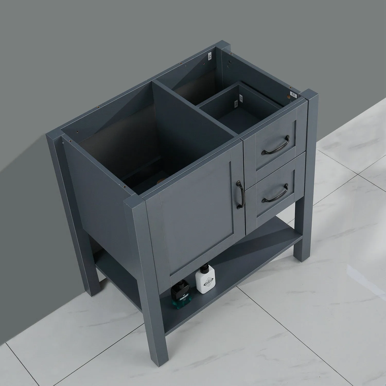 30in Gray Bathroom Vanity w/ Mirror and Top Only