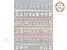 3D Pastel Reindeer Sweater Pattern Adhesive Nail Art Sticker - 1 pc (TS-263)