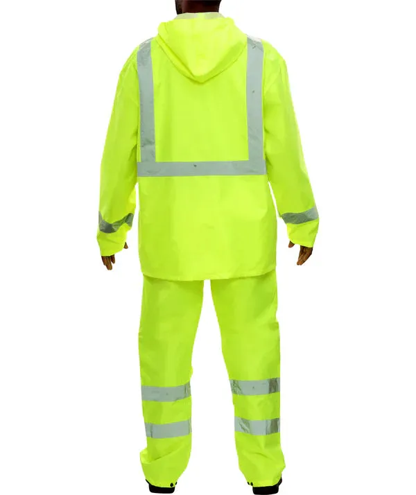 402STLM Hi-Vis Waterproof Rainsuit: Hooded Parka Coat & Pants