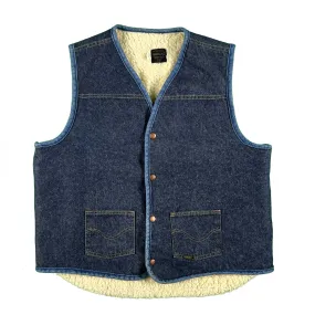 70s Sherpa Lined Sears Denim Vest- XL