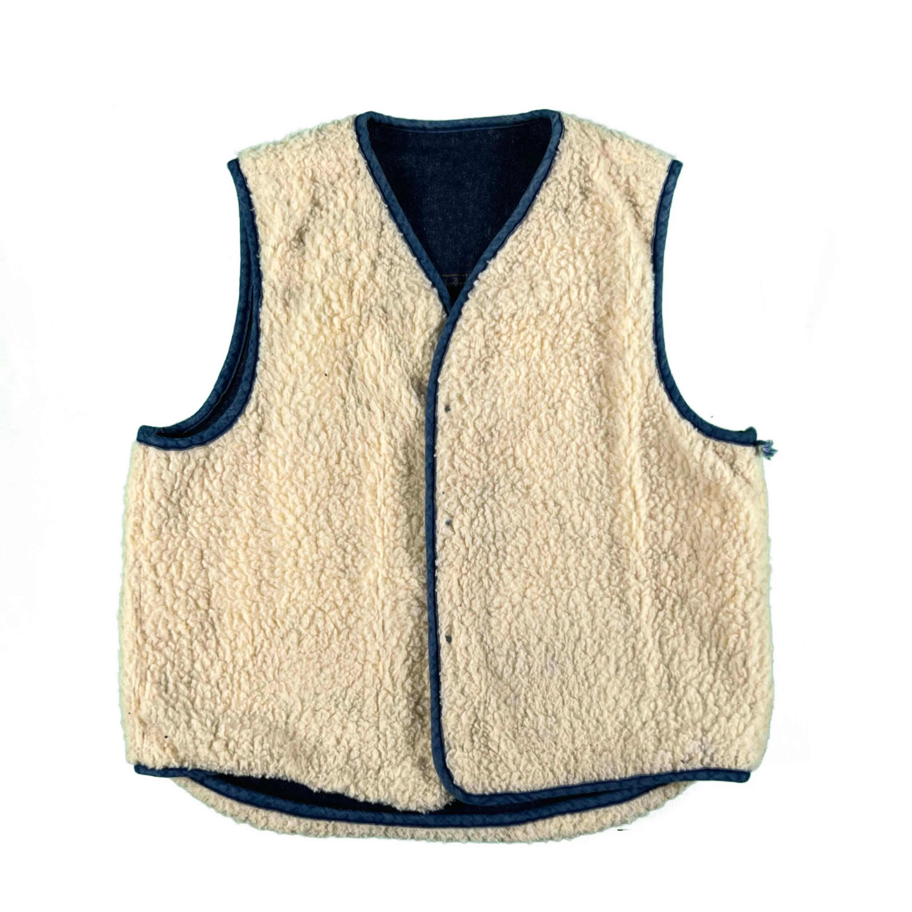 70s Sherpa Lined Sears Denim Vest- XL