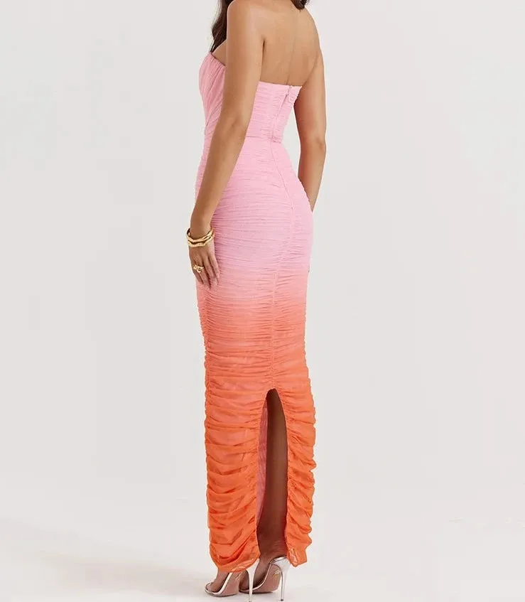 A&A Gradient Strapless Maxi Bodycon Dress