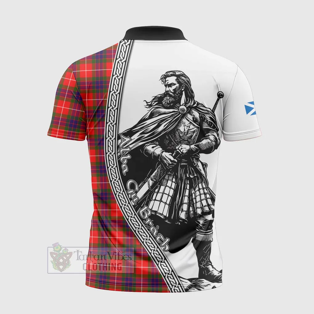 Abernethy Tartan Clan Crest Zipper Polo Shirt with Highlander Warrior Celtic Style