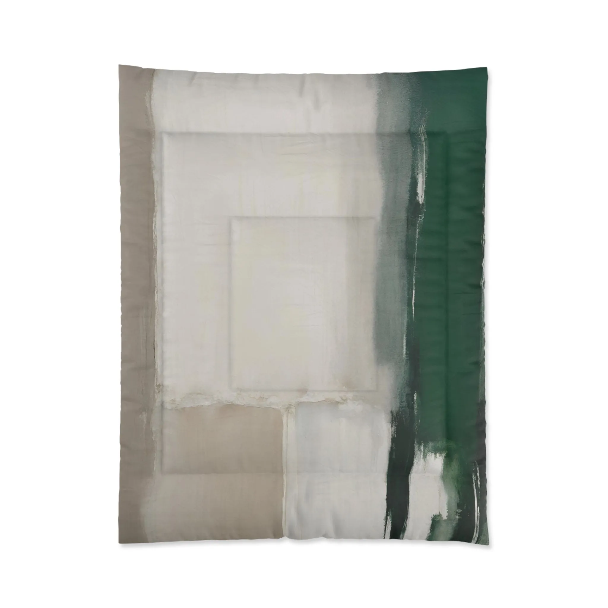 Abstract Comforter | Emerald Green, Beige Ivory, Gradient