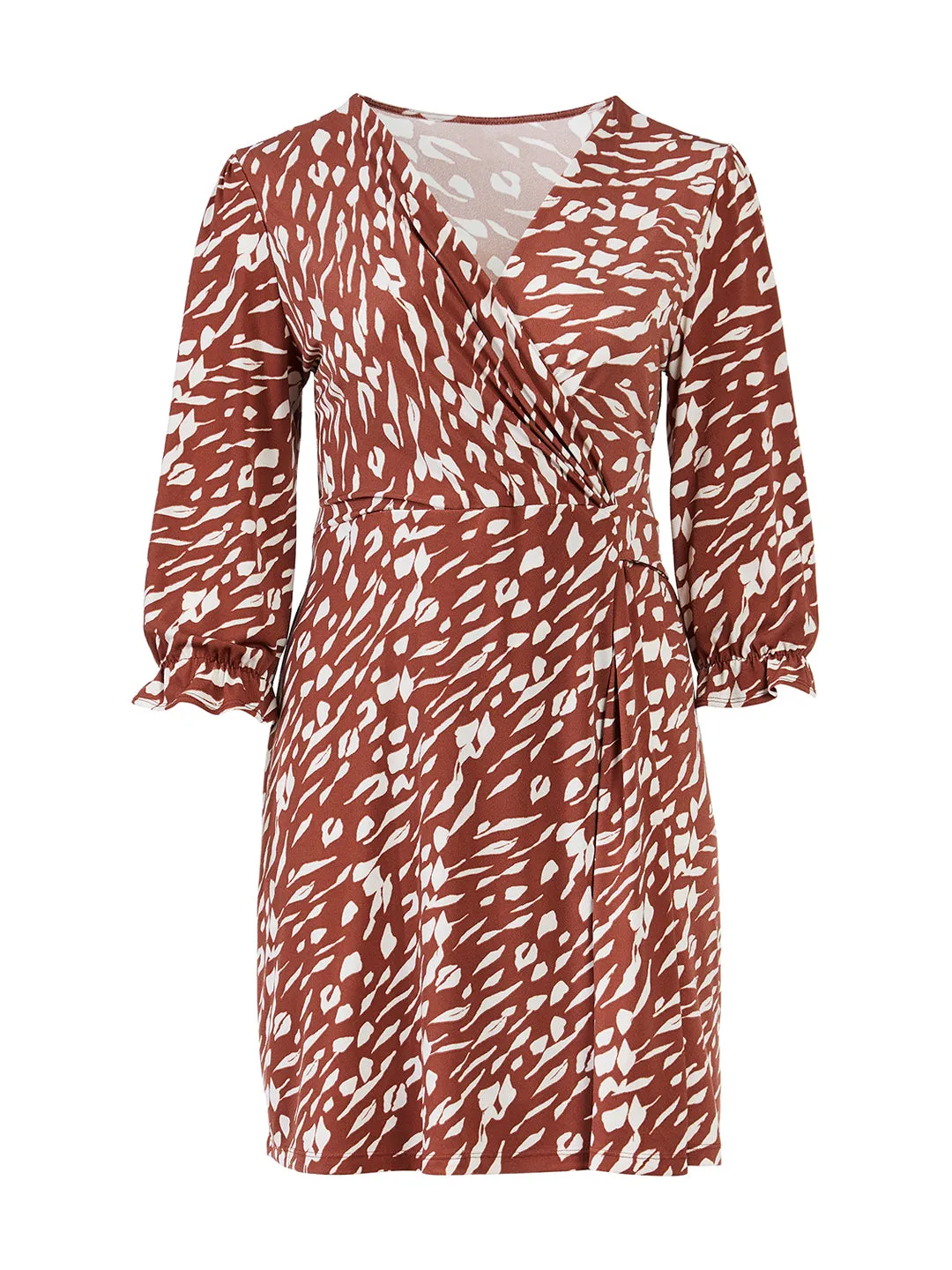 Abstract Faux Wrap Mini Dress