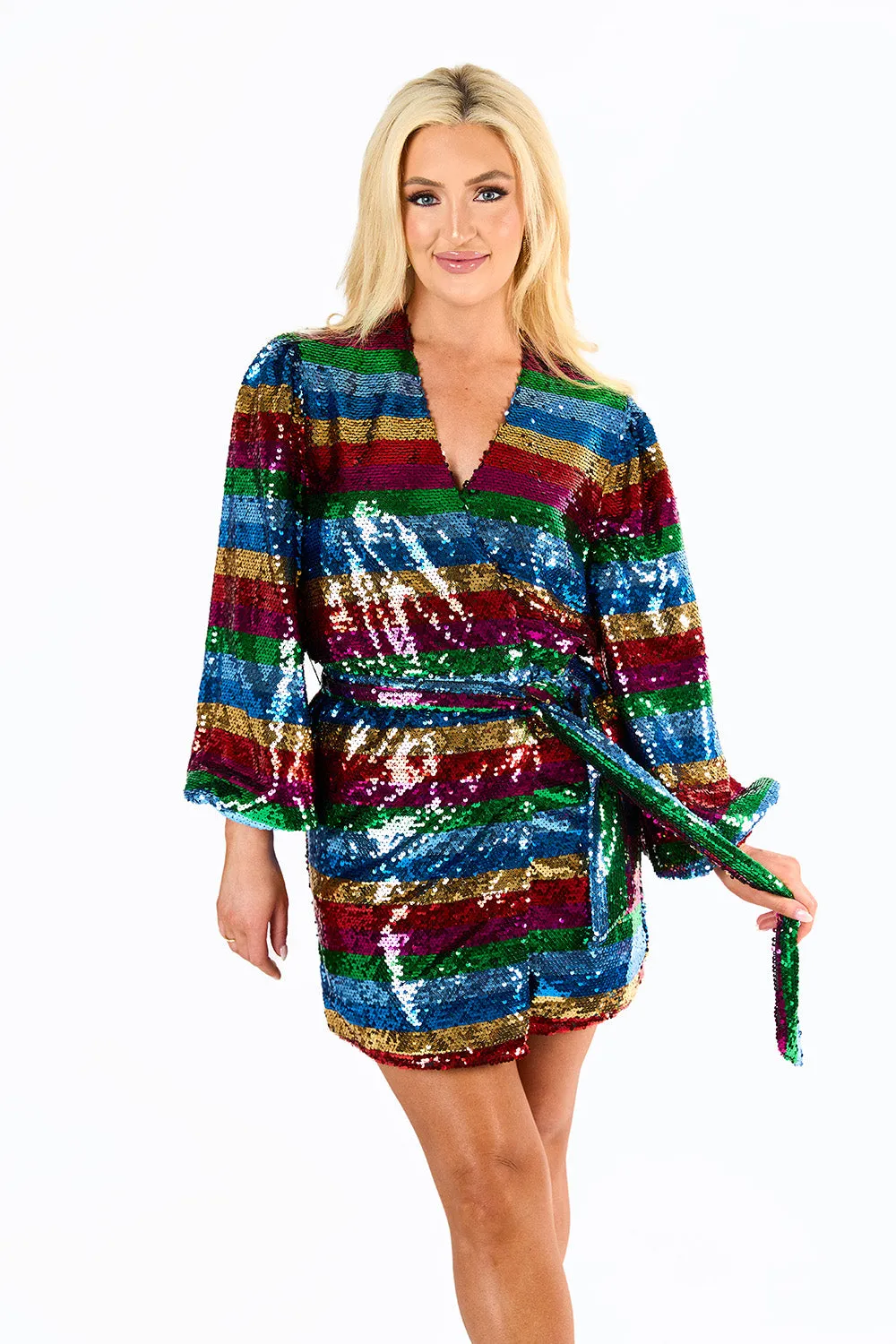 Adeline Sequin Wrap Dress - Prism