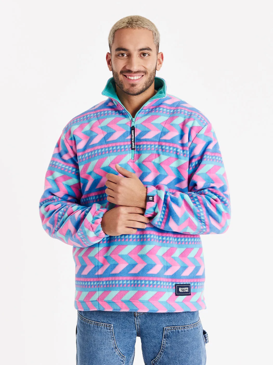 Alba Retro Pattern 1/4 Zip Fleece