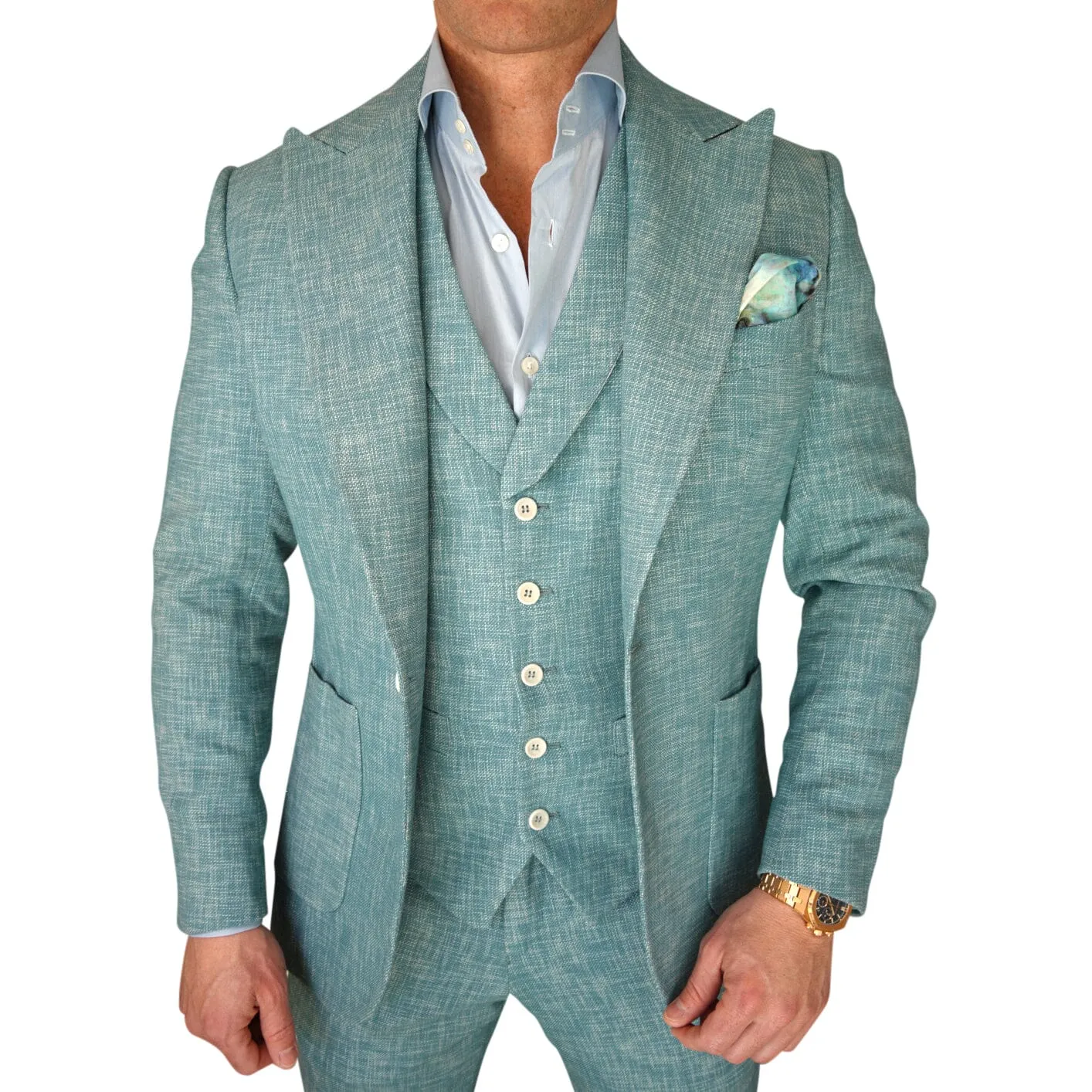 Aqua Lino Tweed Jacket