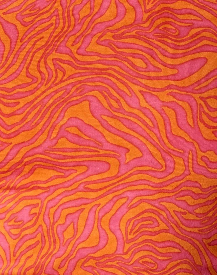 Ardilla Bodycon Dress in Trippy Waves Tangerine and Pink