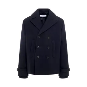 Arrow Embroidered Double Wool Peacoat