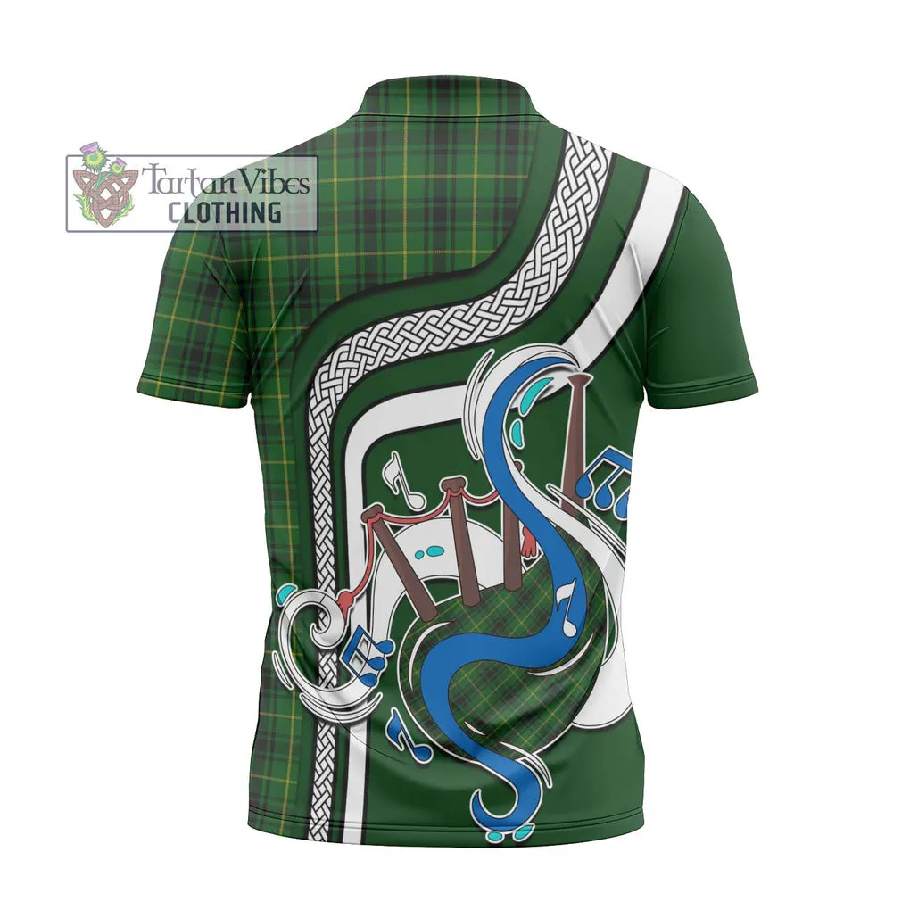 Arthur Tartan Zipper Polo Shirt with Epic Bagpipe Style