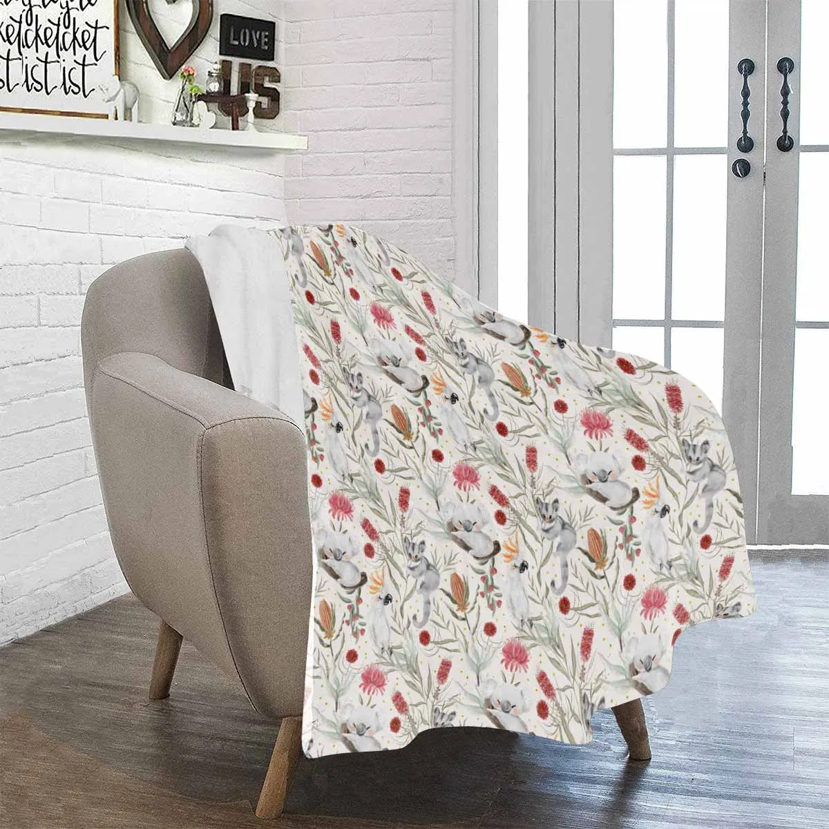 Australian Animals, Koala Cockatoo and Sugar Glider  Ultra-Soft Micro Fleece Blanket 40*50