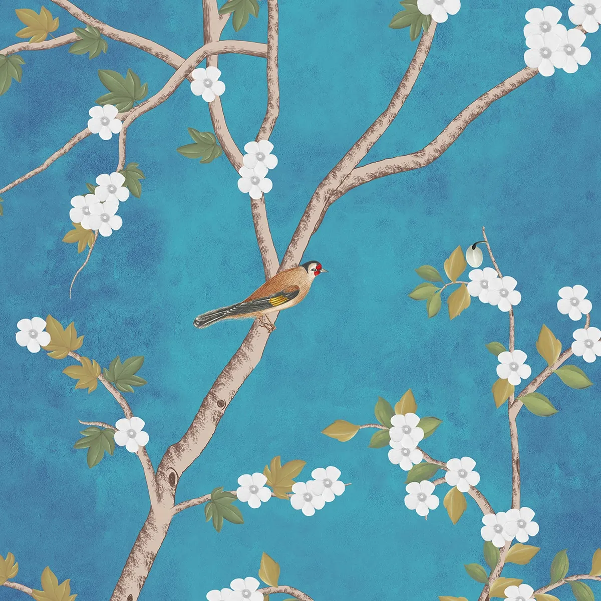 Azure Charm, Luxury Chinoiserie Wallpaper for Rooms