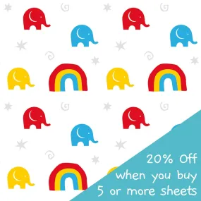 Babipur Rainbow Elephant Gift Wrap