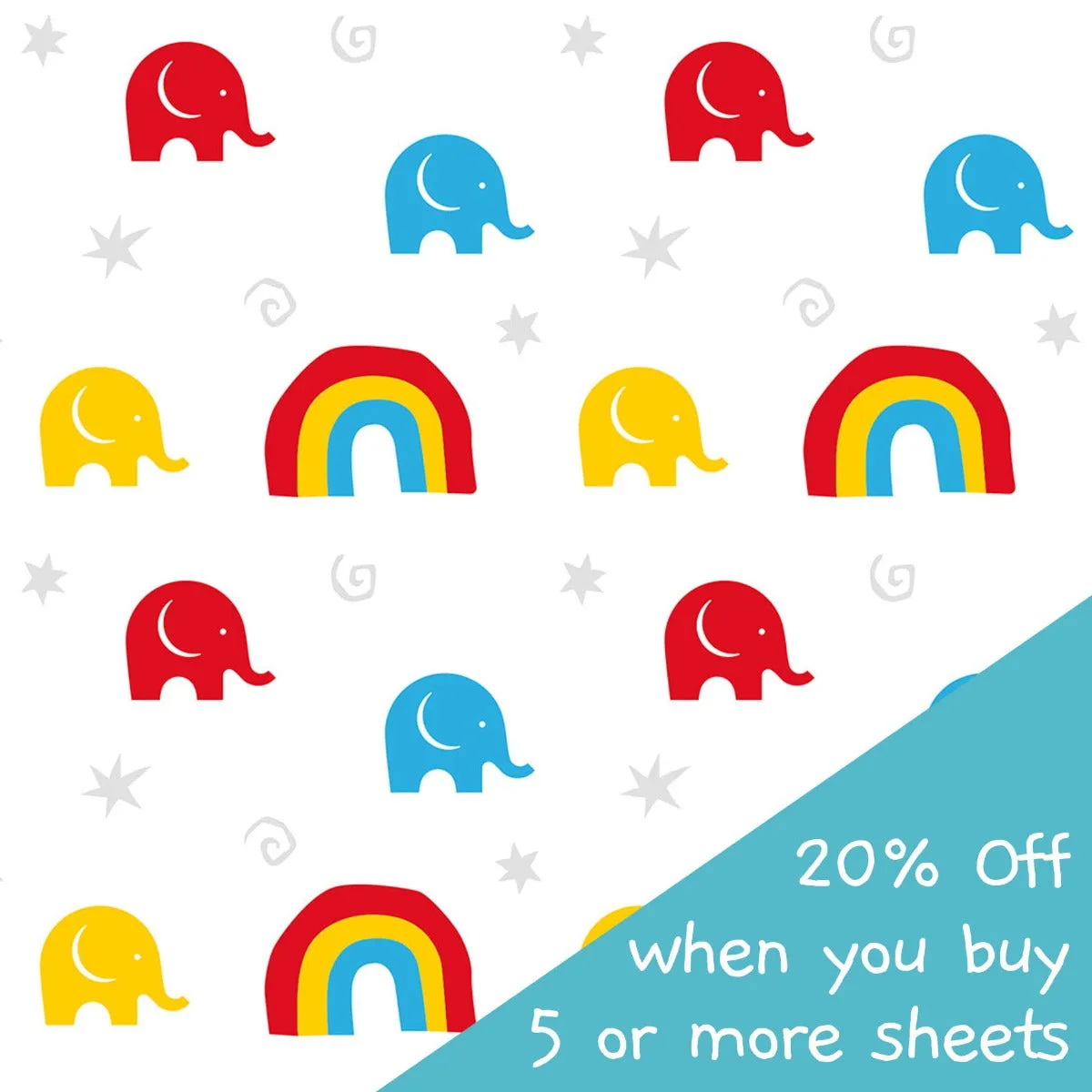 Babipur Rainbow Elephant Gift Wrap