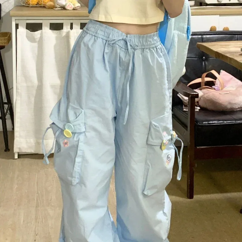 Baby Blue Kawaii Cargo Pants