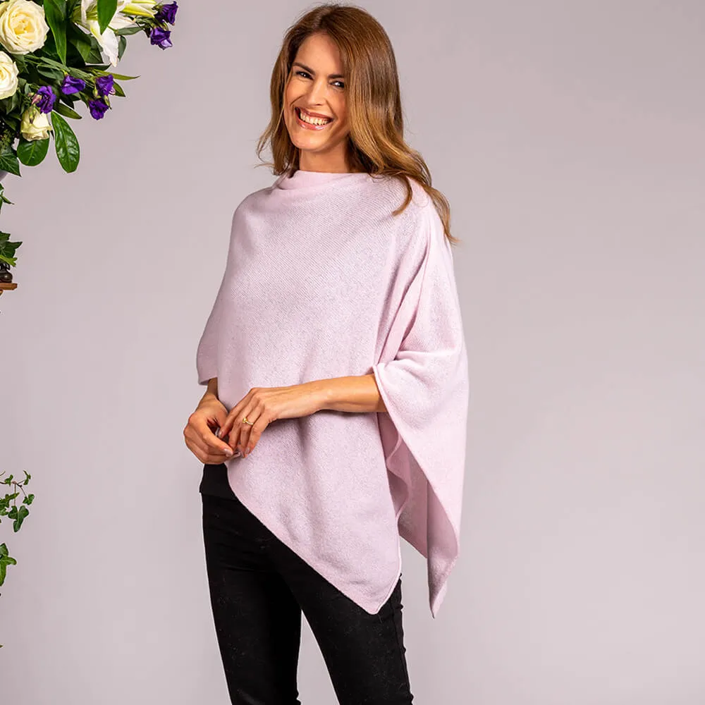 Baby Pink Knitted Cashmere Poncho