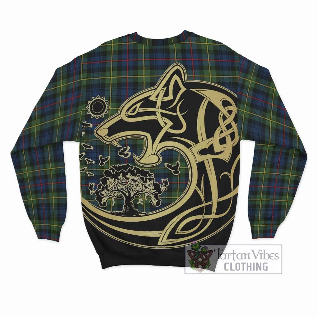 Bailey Modern Tartan Sweatshirt with Family Crest Celtic Wolf Style