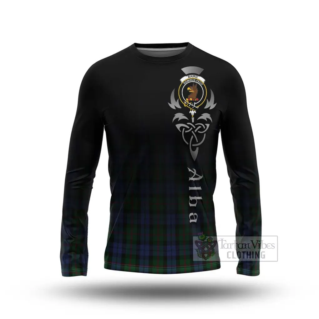 Baird Tartan Long Sleeve T-Shirt Featuring Alba Gu Brath Family Crest Celtic Inspired