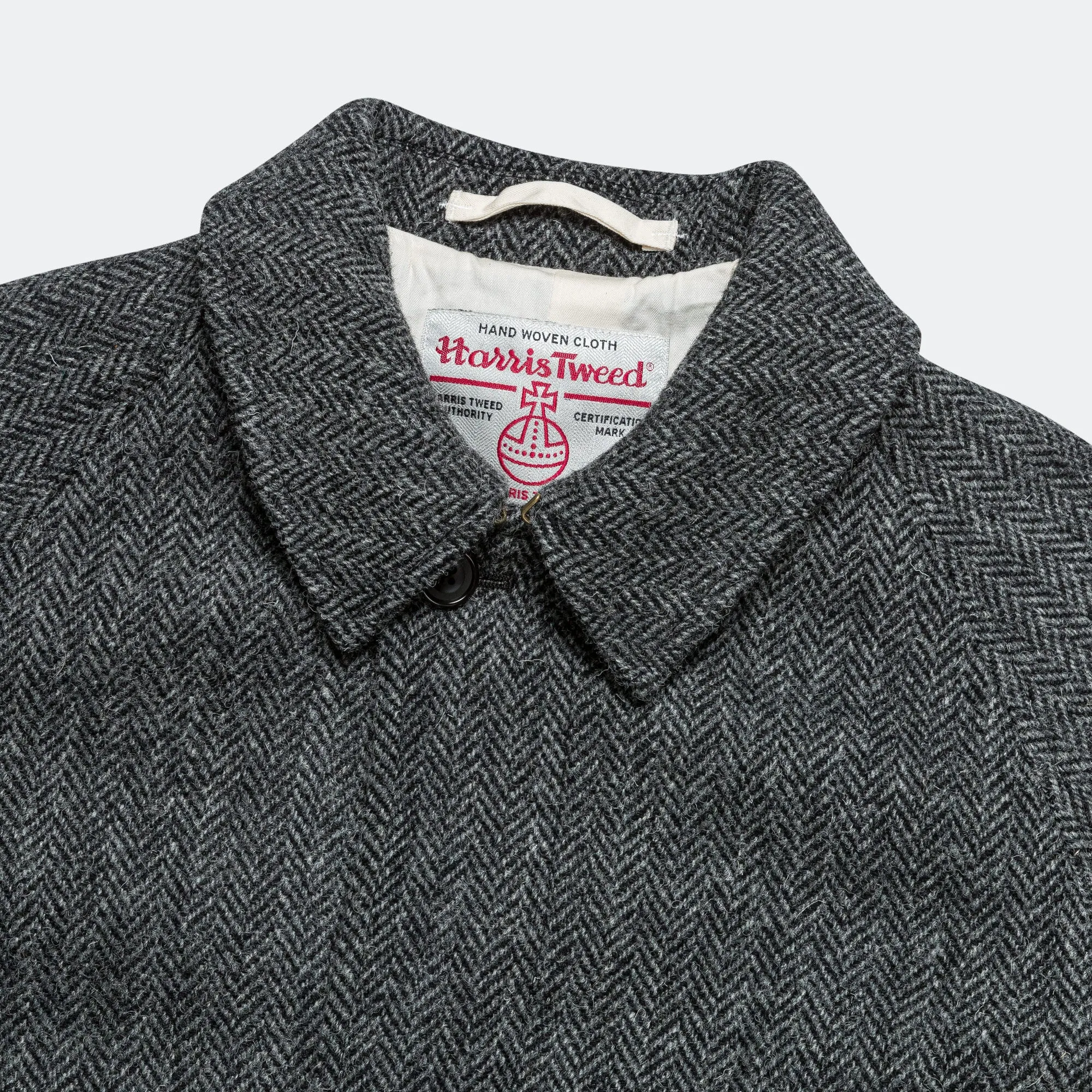 Bal Collar Coat Harris Tweed - Gray Herringbone