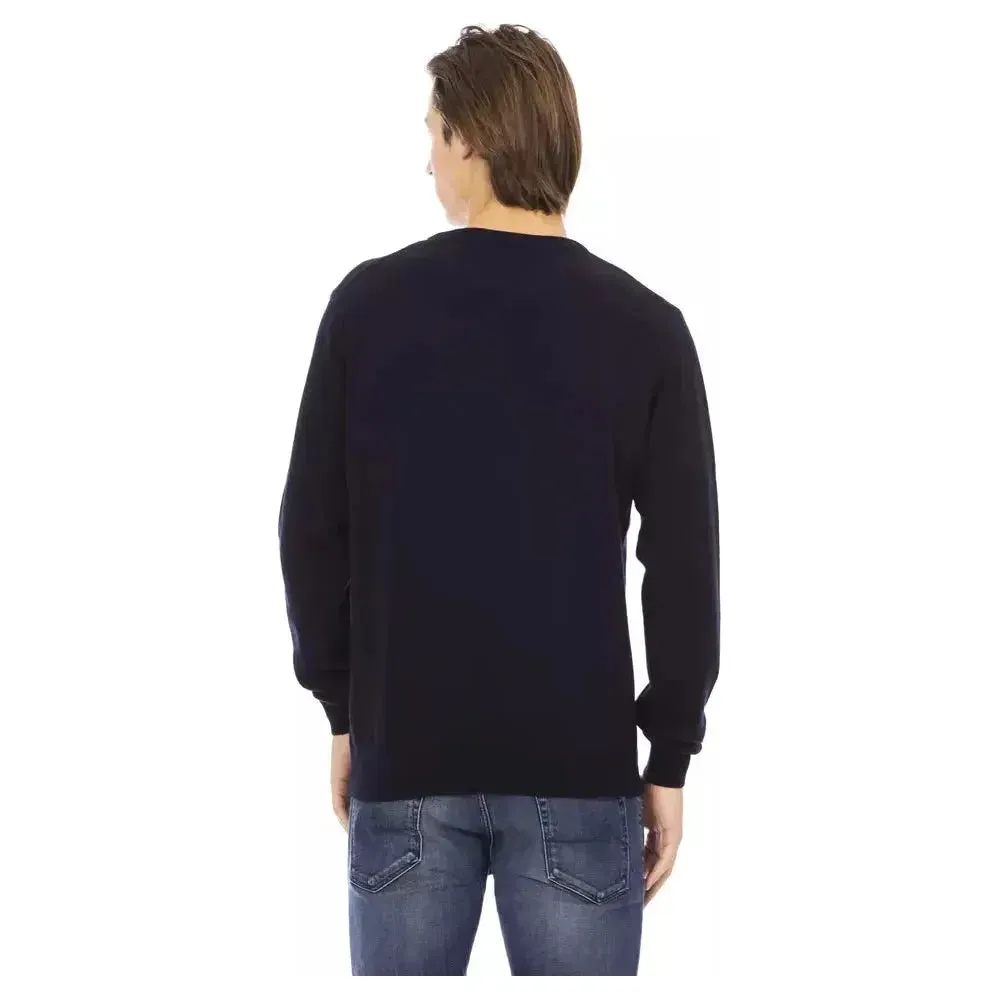 Baldinini Trend Blue Wool Men Sweater