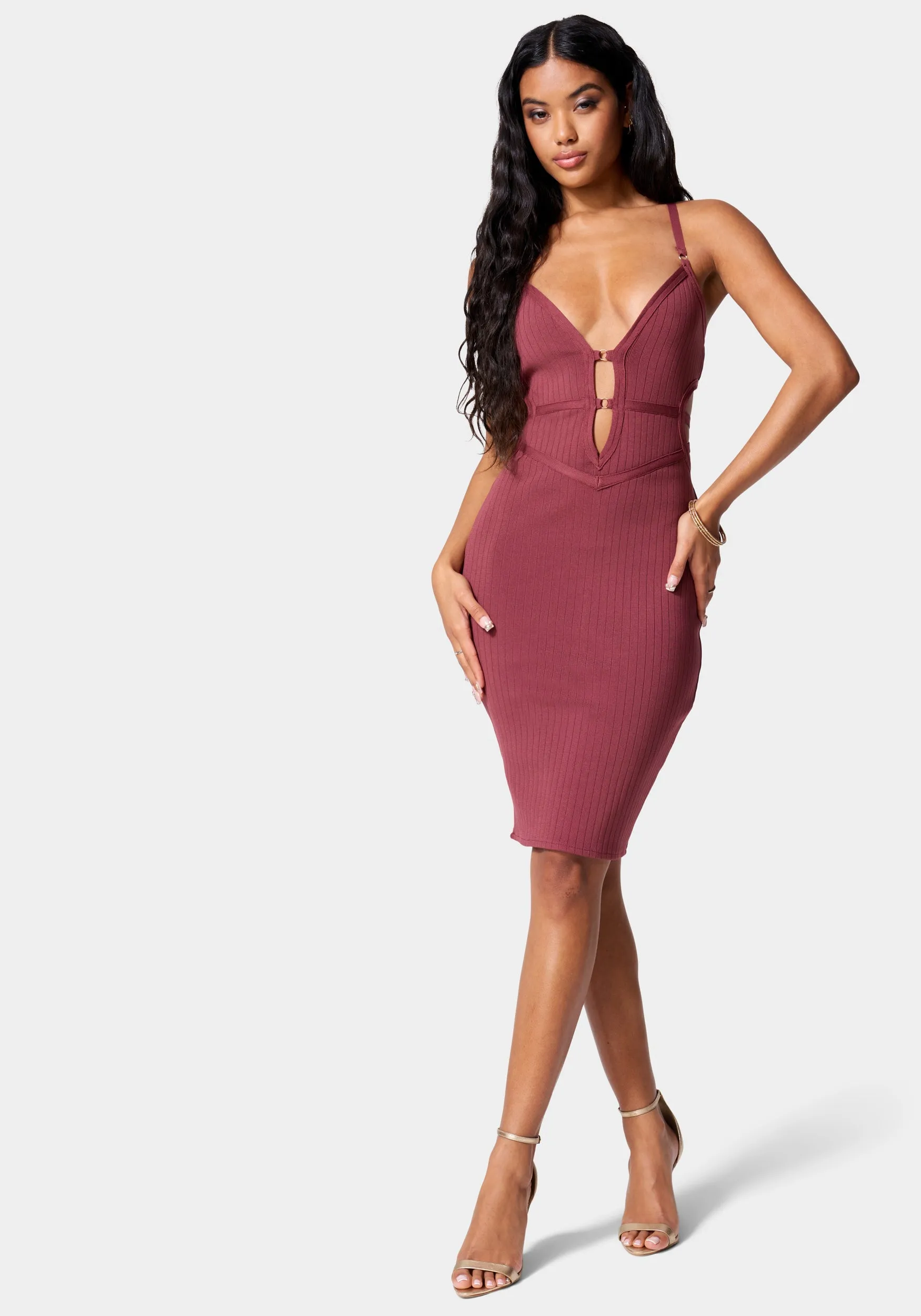 Bandage Plunge Neck Banded Dress