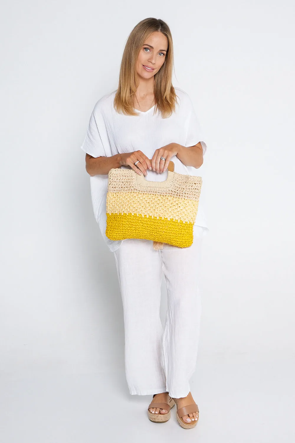 Barcelona Raffia Handbag - Yellow