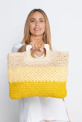 Barcelona Raffia Handbag - Yellow