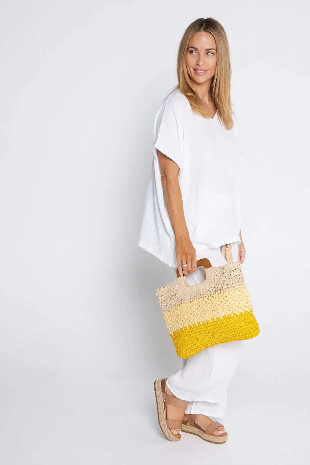 Barcelona Raffia Handbag - Yellow