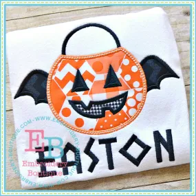 Bat Pumpkin Bucket Applique