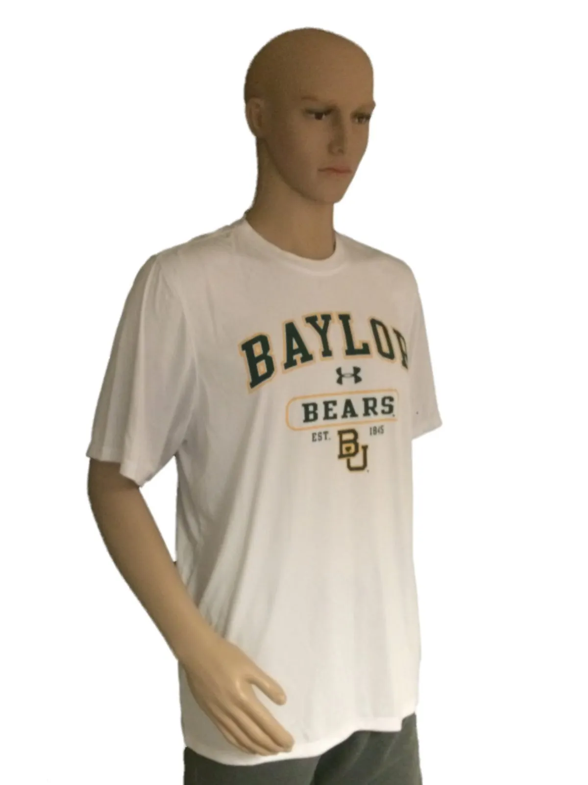 Baylor Bears Under Armour Loose Heatgear White SS Crew Neck T-Shirt (L)