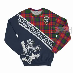 Belshes (Belsches) Tartan Sweatshirt Featuring Thistle and Scotland Map