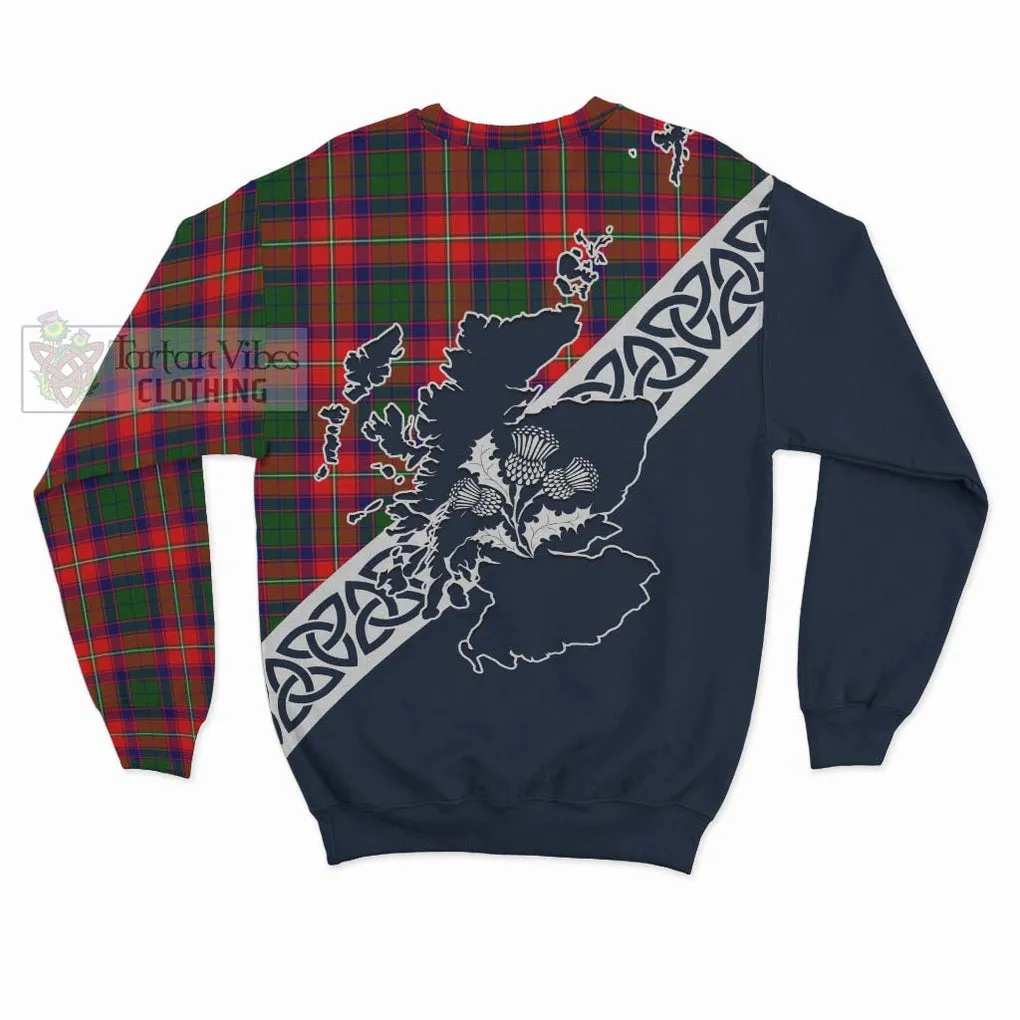 Belshes (Belsches) Tartan Sweatshirt Featuring Thistle and Scotland Map