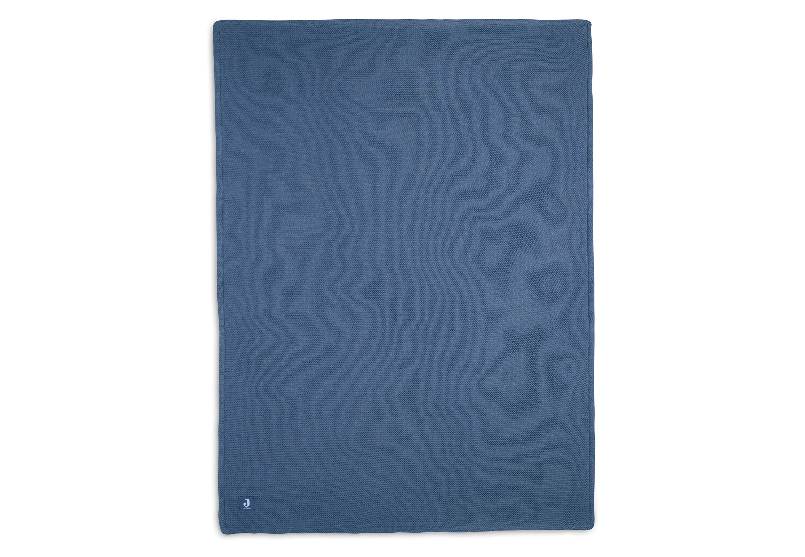 Blanket Cot 100x150cm Basic Knit - Jeans Blue/Coral Fleece