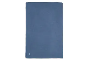 Blanket Cot 100x150cm Basic Knit - Jeans Blue/Coral Fleece