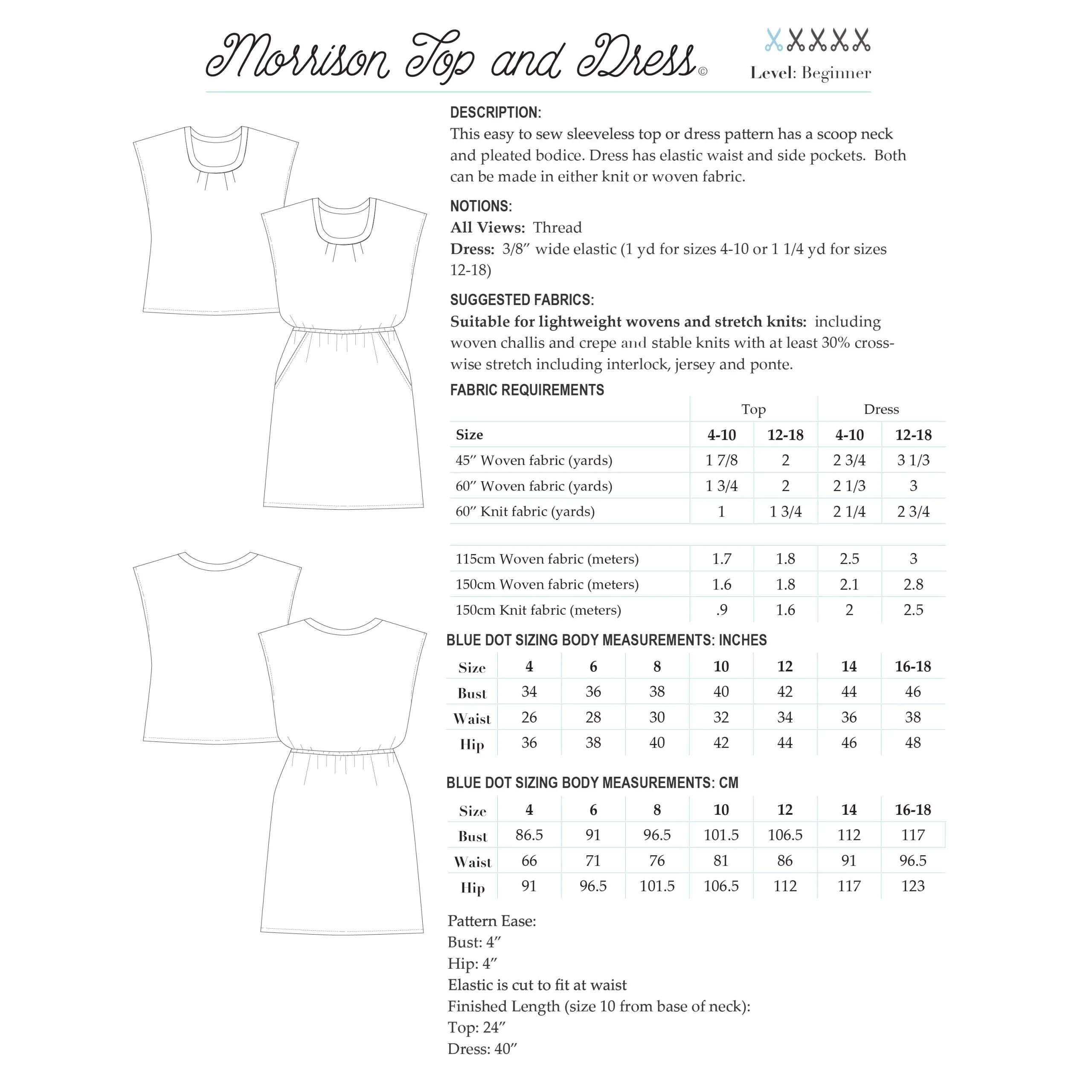 Blue Dot Patterns Morrison Top and Dress