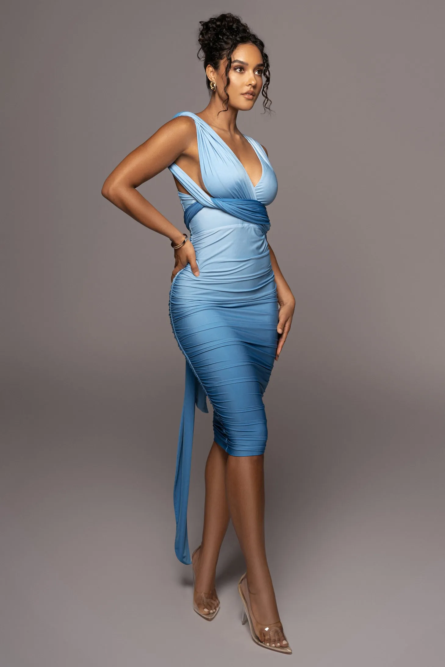 Blue Ombré Edge Of Romance Midi Dress