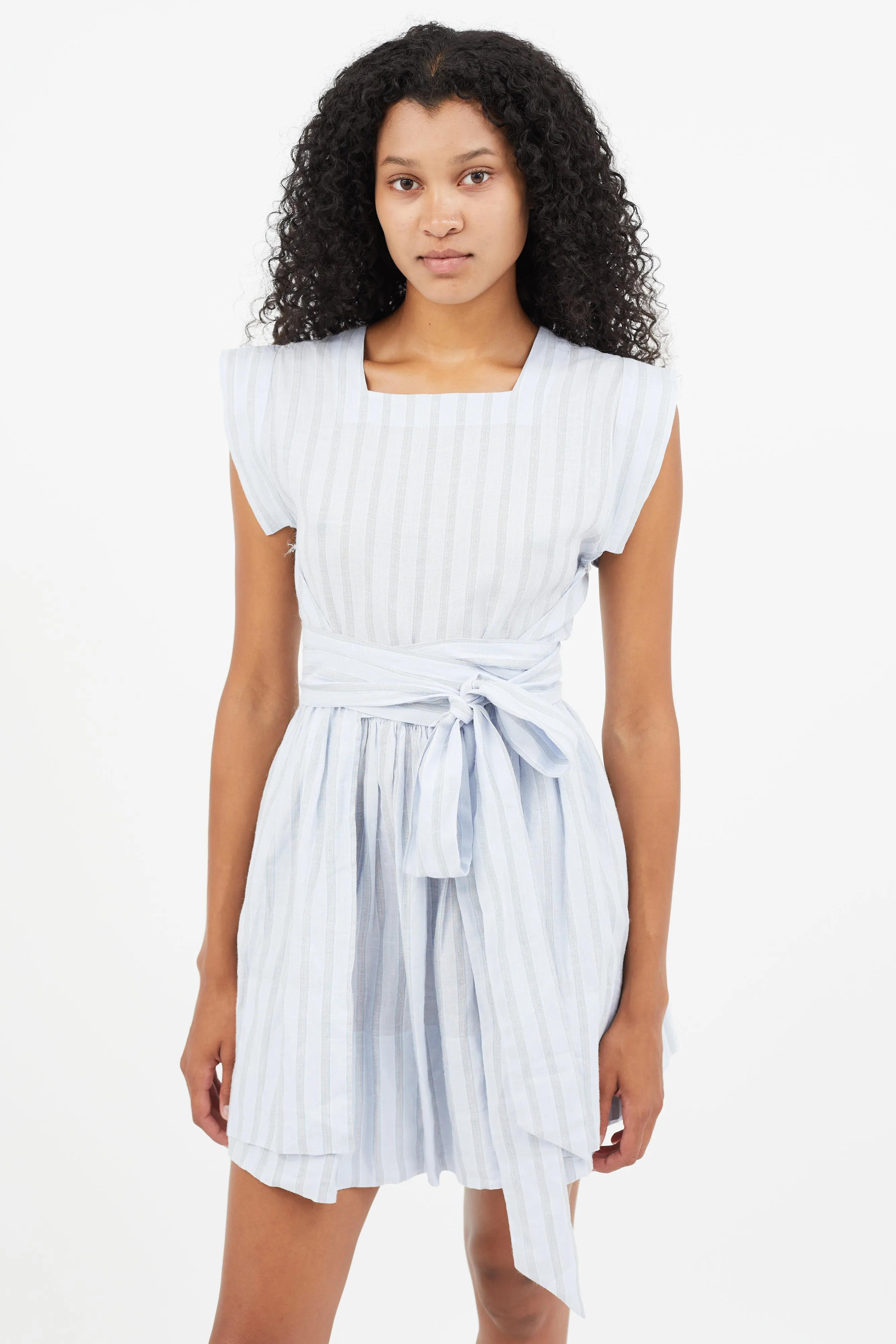 Blue Stripe Wrap Dress