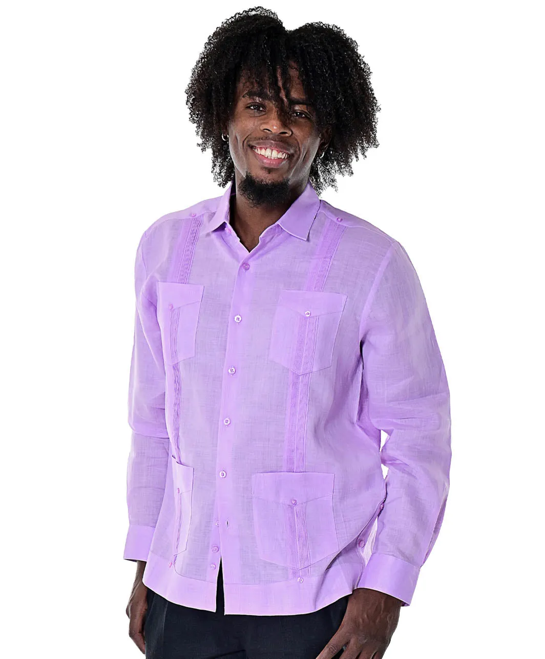 Bohio 100% Linen Traditional Guayabera Shirt for Men's 4 Pocket L/S in (7) Colors -MLS501