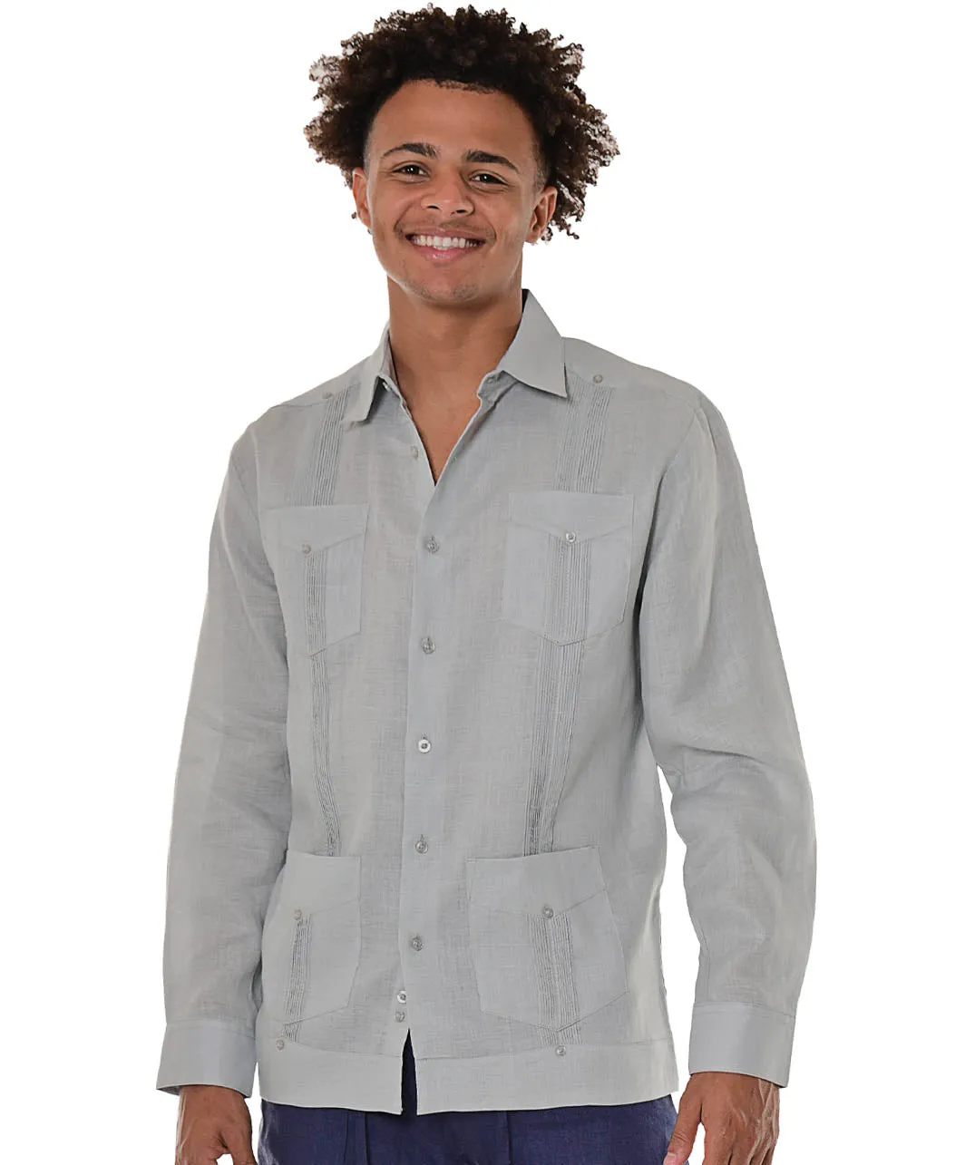 Bohio 100% Linen Traditional Guayabera Shirt for Men's 4 Pocket L/S in (7) Colors -MLS501