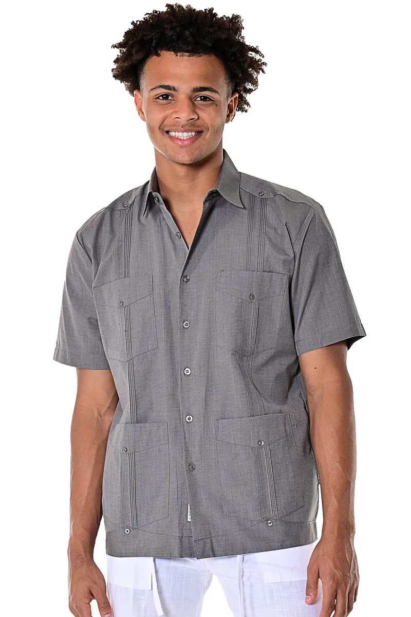 Bohio Guayabera Shirt for Men S/S Traditional 4 Pocket in (6) Colors MTCG1741