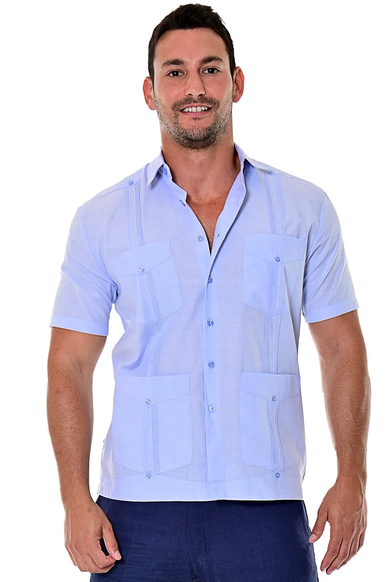 Bohio Guayabera Shirt for Men S/S Traditional 4 Pocket in (6) Colors MTCG1741