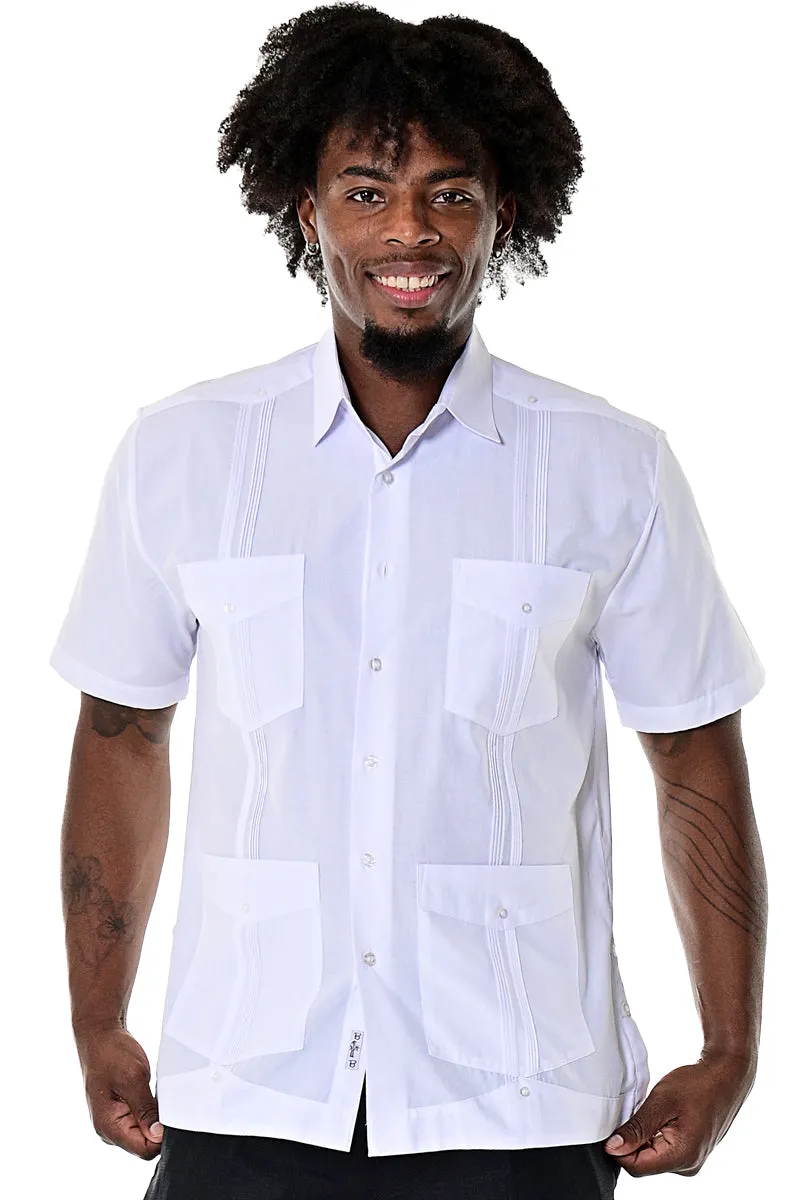 Bohio Guayabera Shirt for Men S/S Traditional 4 Pocket in (6) Colors MTCG1741