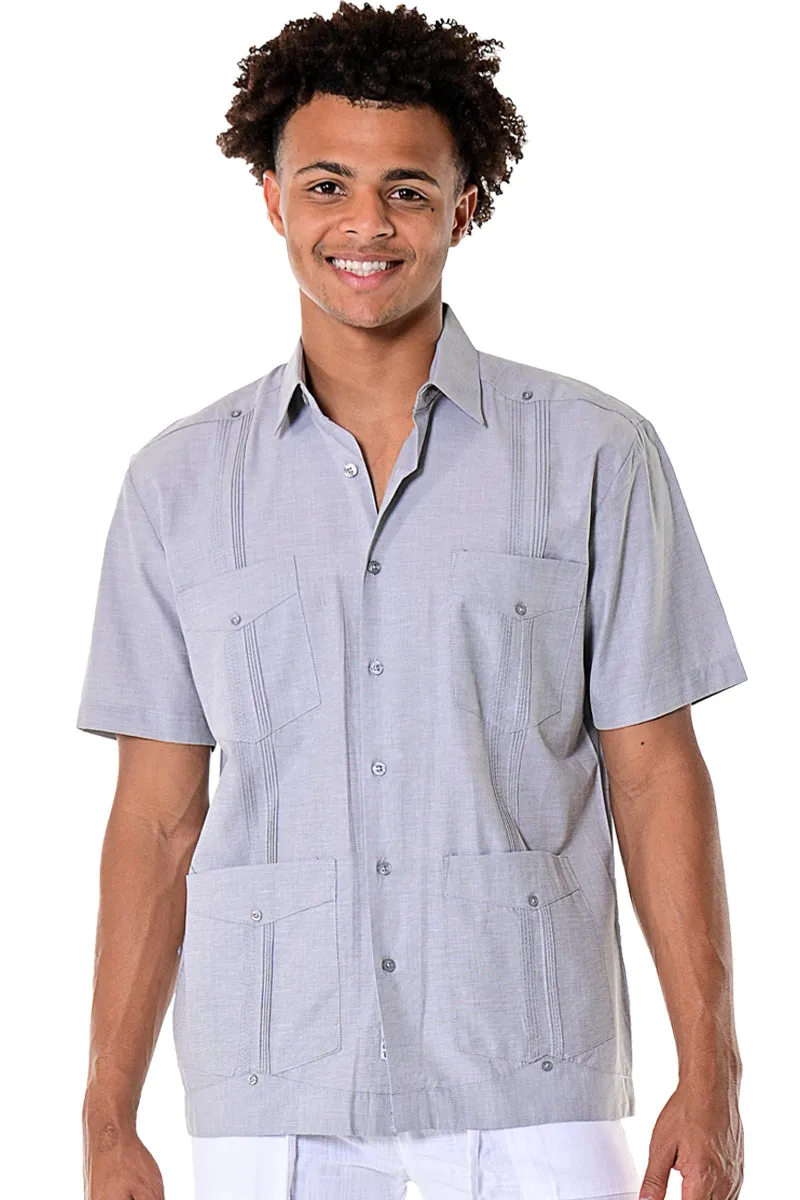 Bohio Guayabera Shirt for Men S/S Traditional 4 Pocket in (6) Colors MTCG1741