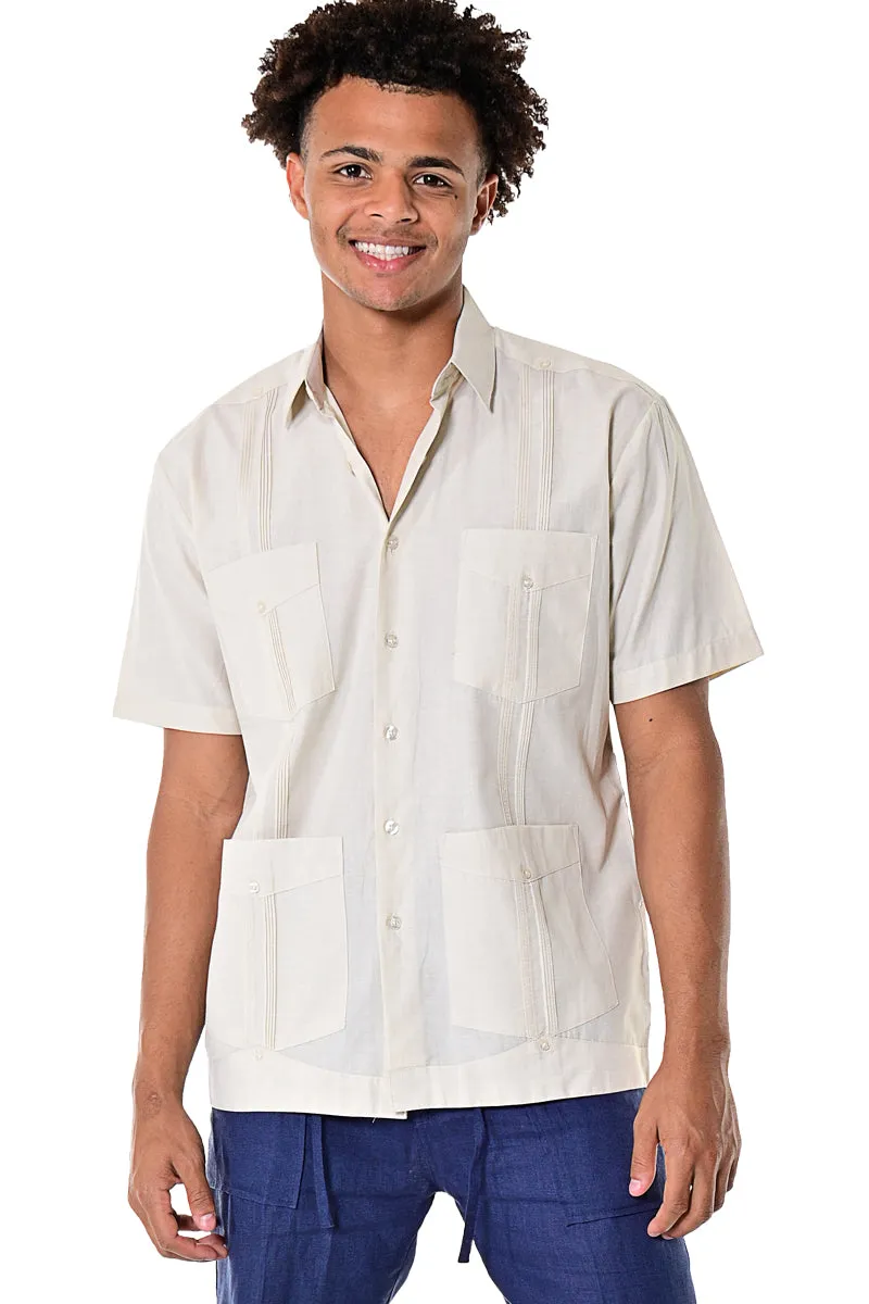 Bohio Guayabera Shirt for Men S/S Traditional 4 Pocket in (6) Colors MTCG1741