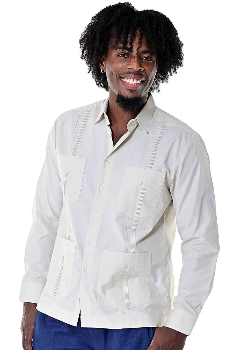 Bohio Mens Cuban Guayabera Shirt L/S w/Traditional 4 Pocket in (6) Colors MTCG1742